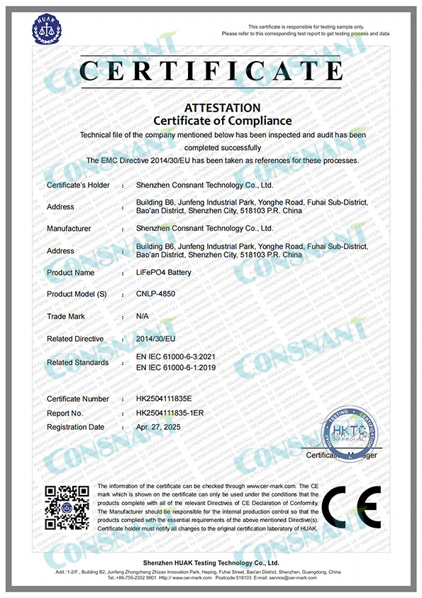 Bateria LiFePO4 48V50AH - Certificação CE